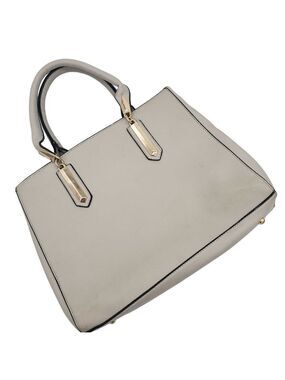 𝅺boutique Beige Vegan Leather Shoulder Handbag Tote Satchel Purse Pocketbook